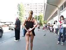 Girl Exhibitionist On Street Public