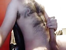 He Cums On His Hairy Chest