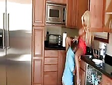 Busty Stepmom And Teen Threesome Action