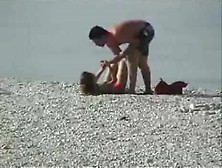 Wife Beating Husband Beach Fight Bikini