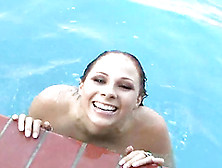 Big Tittied Girl Swims In A Pool And Gets Pounded On A Sofa