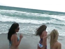Hot Girlfriends Takes A Sexy Walk On The Beach Together