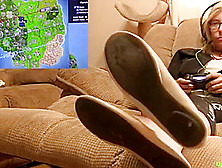 Playing Fortnite And Showing Feet Soles And Shoes Soles