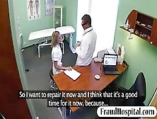 Blonde Nurse Fucked With Fraud Doctor On Examining Room