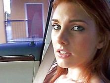 Beautiful Redhead Flashes Her Boobs And Gives Head To A Stranger