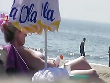 Voyeur Watching A Large-Boobed Mother I'd Like To Fuck On A Beach