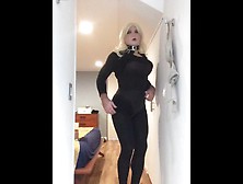 Brigitte's Black Dress (Trans,  Crossdress,  Mask,  Female Mask,  Fetish,  Blonde,  Pantyhose,  High Heels)