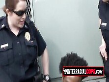 Public Deep Throat To A Bbc Criminal By Two Busty Milf Officers!