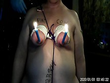 (Part 1) Candle Tits - Fat Cow Serves As A Human Candle Holder Bdsm