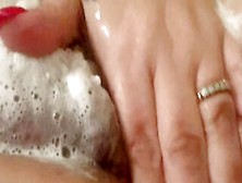 Chubby,  Blonde Milf Snatch Washed Inside The Hot Tub