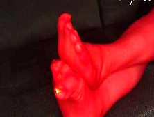 Red Nylons Neon Green Toes
