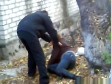 Russian Slut Gets Fucked Outside On The Ground And Lets Her Friends Watch