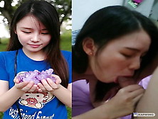 M'sian Teeny Girlfriend Yip Wen Jia Enjoys Blowing Her Bf's Chunky Meat
