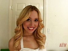 Beautiful Blonde Babe Lucy Tyler Strips Down And Uses Her Vibrator On Her Clit To Orgasm