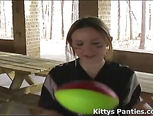 Kitty Playing In A Football Jersey And Miniskirt