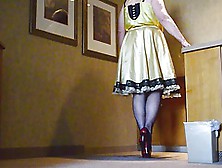 Sissy Ray In Gold Satin Dress In Hotel 4