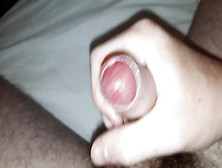 Scally Chav Jerking His Precum Uncircumcised Dinky.  Jism All Over Him