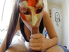 Hot Masked Girl Gives Blowjob!