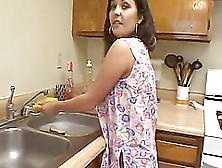 Latin Houswife Gives A Blowjob To Her Busband In A Kitchen
