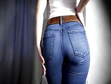 Irresistible Eighteen Butt Inside Tight Blue Jeans Tease