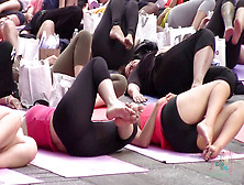 Yoga Honies In Observe Thru Bending