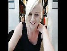 Kinky Blonde Masturbates At The Library