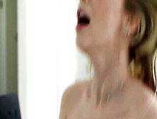 Thin Blonde (Lily Larimar) Is Shocked When She Catches Her Step Guy Masturbating - Dog House