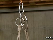 Sex Slave Suspended With Rope Brought To Intense Orgasm