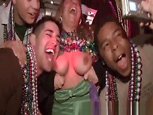 Group Of Hot Babes Showing Their Tits At Mardi Gras