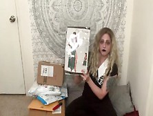 Goth Camgirl Unboxes Sexy Supplies For Easter Cam Show