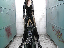 Kinky Chick Caned In Fetish Latex Sex