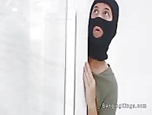 Natural Busty Bangs Robber In Shower