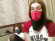 Russian Girls In Masks With Big Tits Show Off Their Underwear.  And Naughty.