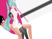Miku Gives The Perfect Handjob,  And Then Get's Banged By Two Dudes | 3D-Hen