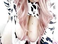 Egirl Cosplay Moo-Chan Sucking Off A Dick Jizzed On Breasts