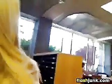Blonde Student Flashing In Public
