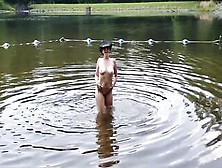 Voyeur Hiker Spies Hottie Thin Dipping Lady Inside The Lake.  Then Dig