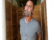 Cuffed,  Tethered,  And Bitgagged Stud