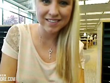 Teen Exhibition Dildo Squirt In Library