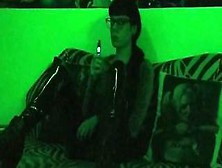Babe Gothic Dominatrix Smoking Into Mysterious Green Light Pt2 Hd