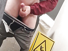 Slick Youngster Jerks In Public Restroom