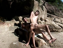 Two Couple Gay Enjoying Anal Sex In Beach