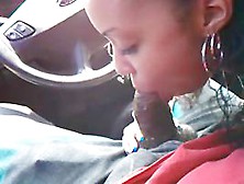Ebony Girlfriend Sucks On Her Boyfriend While He's Driving