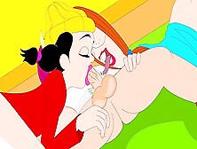Drawn Disney Cartoon Characters Engaged In Group Sex