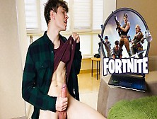 Young Boy With A Big Dick Jerk Off While Watching Fortnite Streamer Ninja