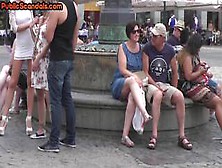 Public Submissive Babe Outdoor Exposed And 3Way Fucked