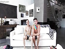 First Threesome! Brace Face Twink & Best Friend Anally Pounded At Casting