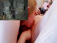 Gamer Lesbian Orgasms While Playing Dark Souls 3,  Has Her Pussy Fingered And Licked By Girlfriend