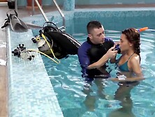 Alexis Brill And Diving Instructor Are Making Out By The Pool