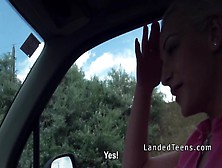 Teen Hitchhiker Sucking In Moving Car